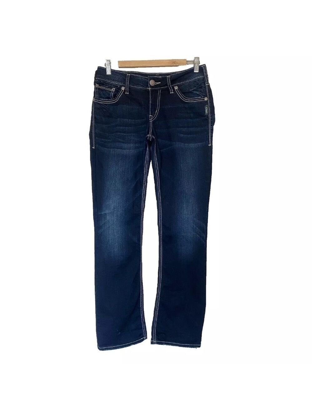 Silver Super Stretch Suki Mid Slim Boot Bootcut Jeans Women's Sz 29x31 Dark Wash - Picture 3 of 15
